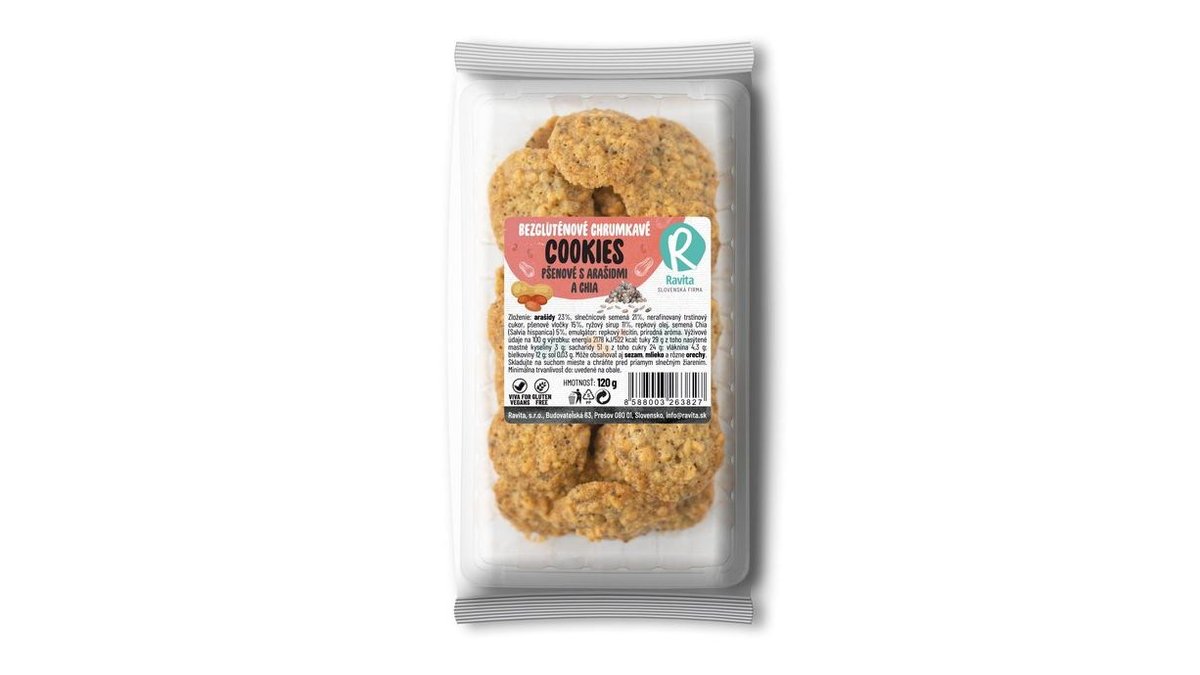 Cookies pšenové s arašidmi a chia BZG 120g