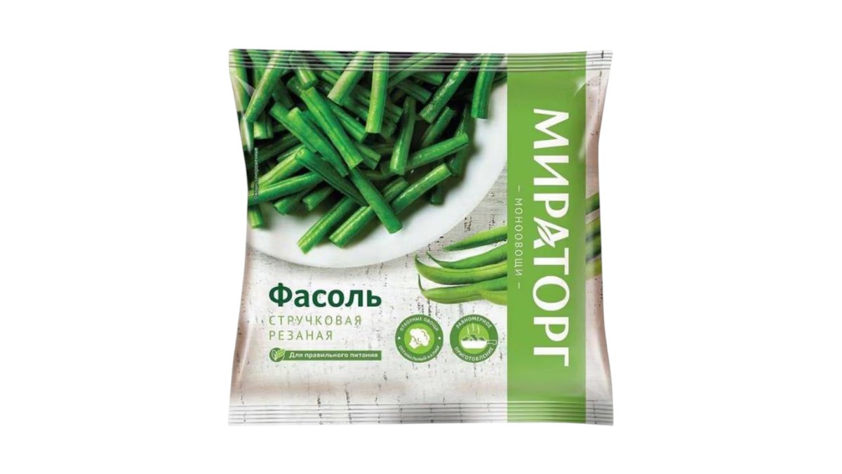 Фасоль МИРАТОРГ Стручковая резаная 400г м/у