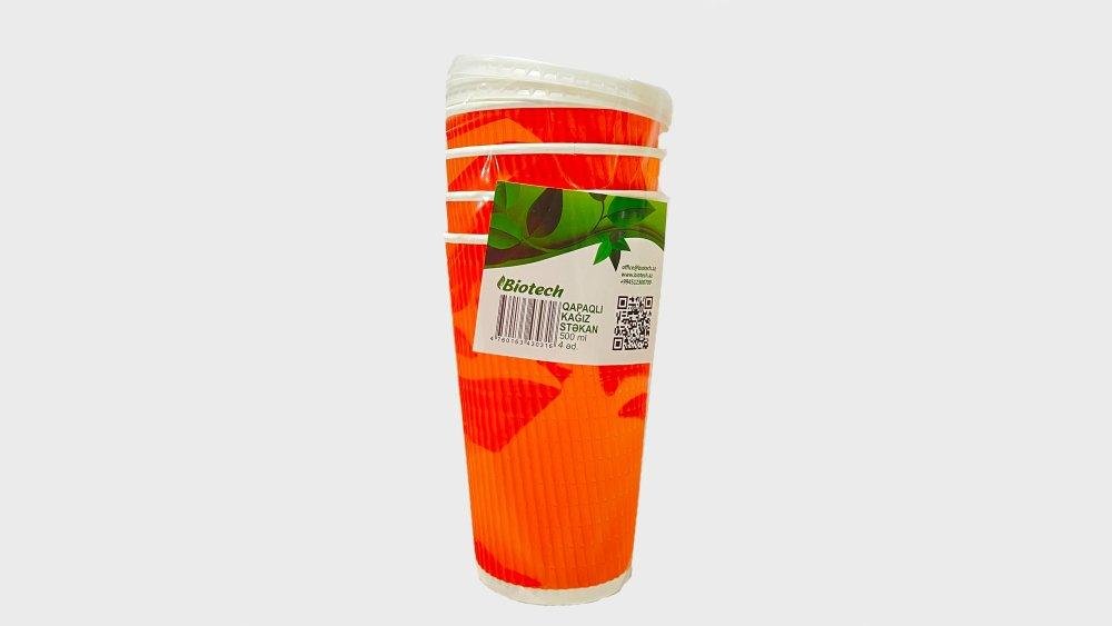 Biotech Stəkan Qapaqlı 500ml 4 əd