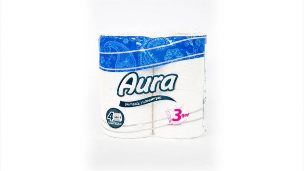 Aura Sadə Tualet Kağızı 3 qat 4 rulon