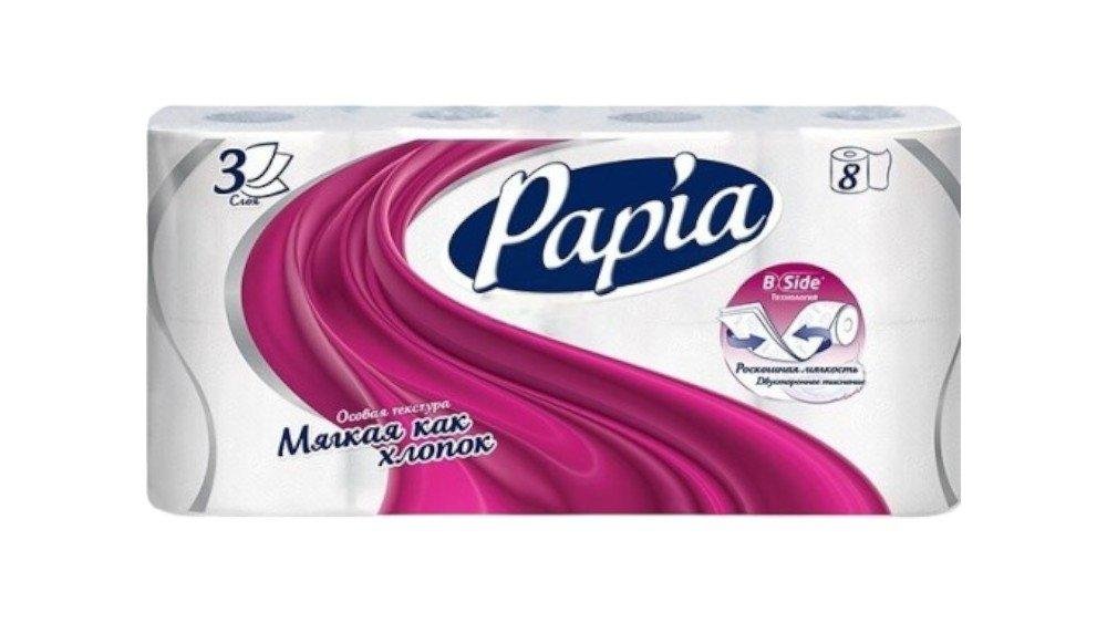 Papia Tualet Kağızı 8 rulon 3 qat Sadə