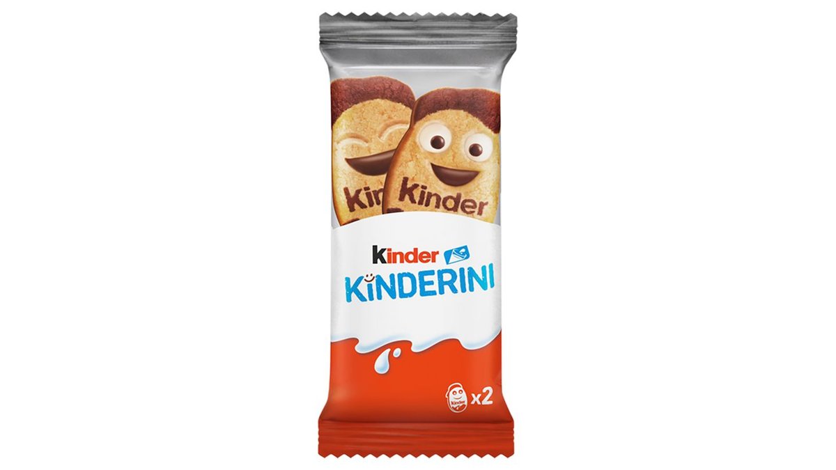 Kinder Kinderini křupavé sušenky s mléčnou a kakaovou dekorací 2 ks 25g