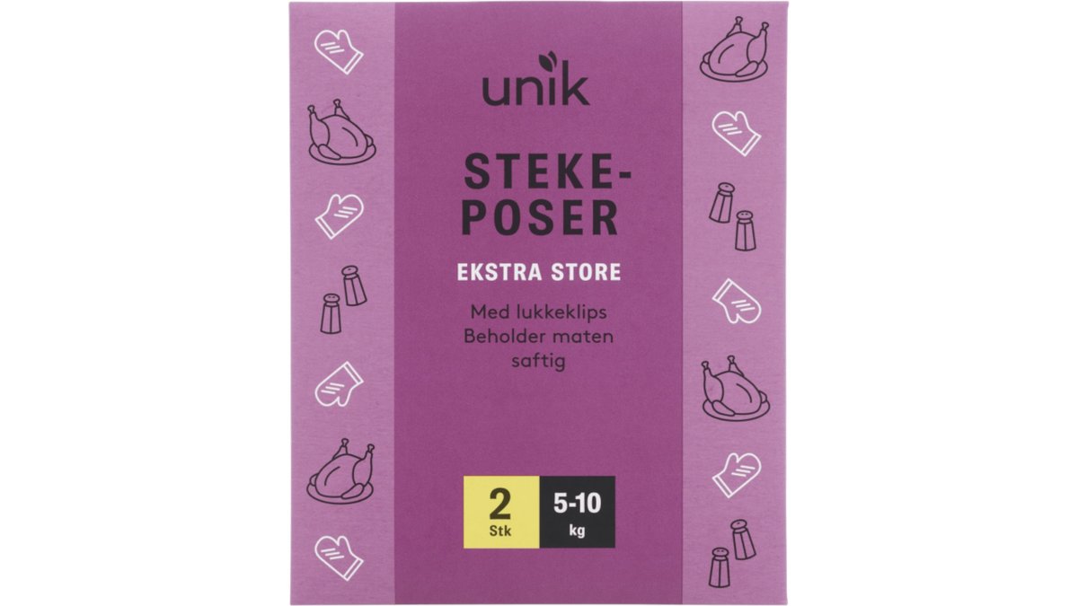 Unik Stekeposer med Lukkeklips 5-10 kg, 2 stk