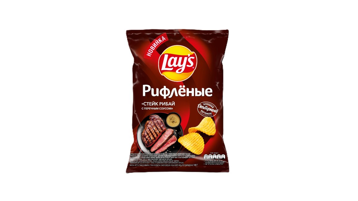 Чипсы Lays рифленые Стейк Рибай с перечным соусом 140г