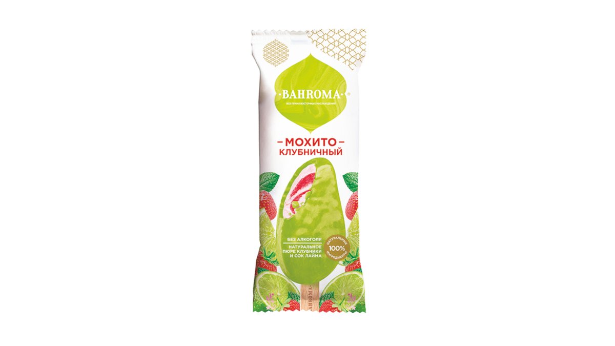 Эскимо Bahroma молочное клубника-мохито фруктовая глазурь 75 г