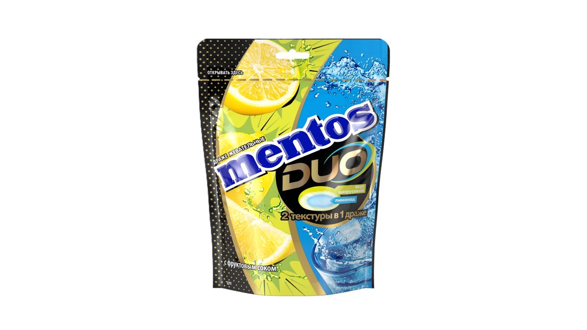 Драже жевательные Mentos Duo лимон/содовая 45 г