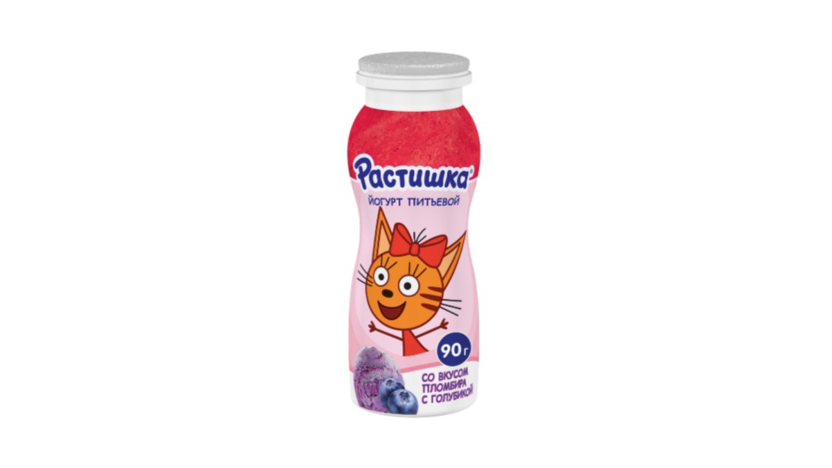 Йогурт питьевой Растишка пломбир/голубика 1.6% 90 г