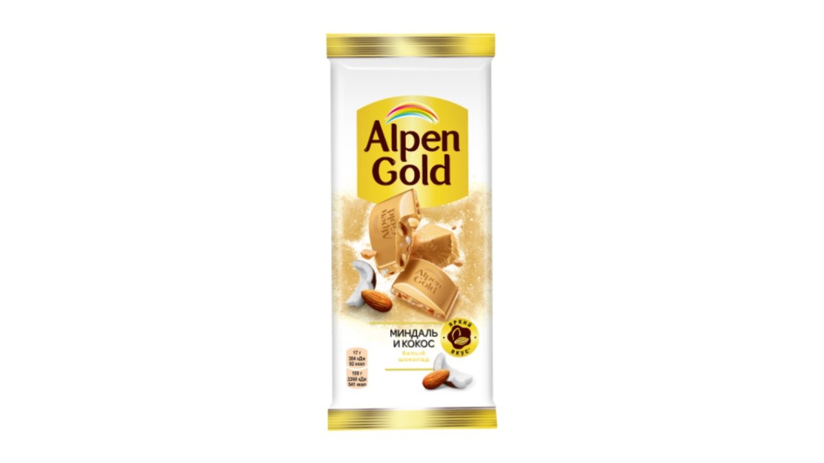 Шоколад Alpen Gold белый миндаль / кокос 80 г
