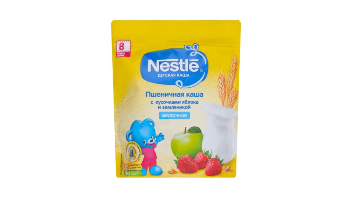 Каша Nestlé пшеничная молочная яблоко-земляника 200 г