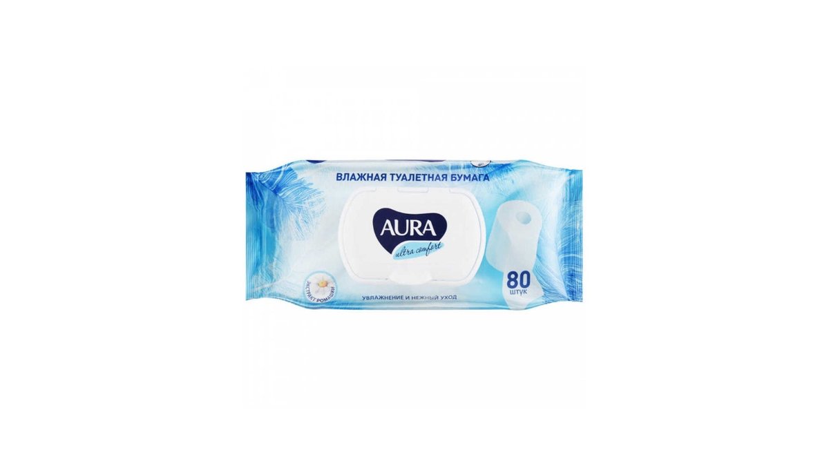 Бумага туалетная  Aura Ultra Comfort влажная 80шт