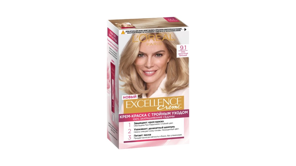 Краска для волос Loreal Excellence Creme № 9.1 светл-русый пепел