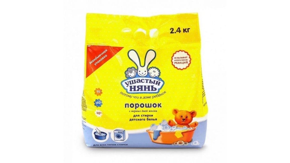 Стиральный порошок Ушастый Нянь детский 2,4 кг