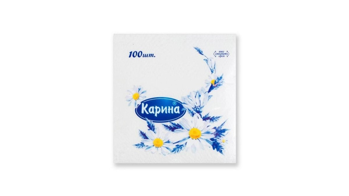 Салфетки Карина белые 24х24 см 1-слойные 100 шт