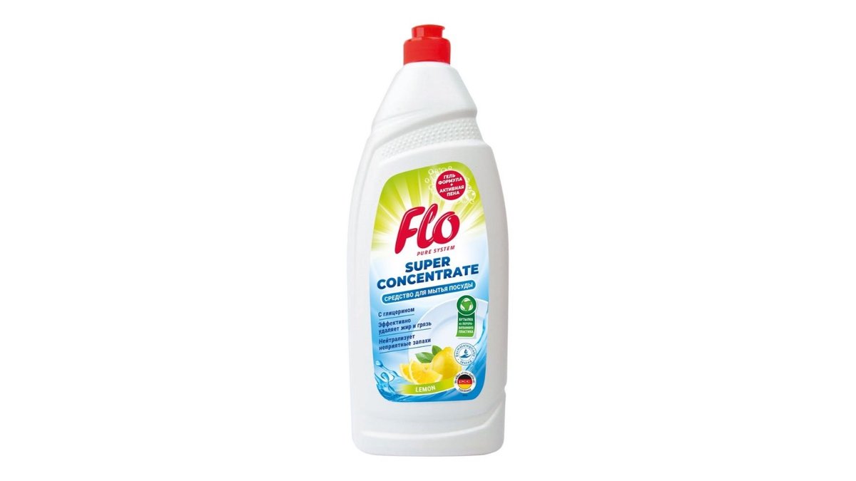 Средство д/мытья посуды flo pure lemon 900мл