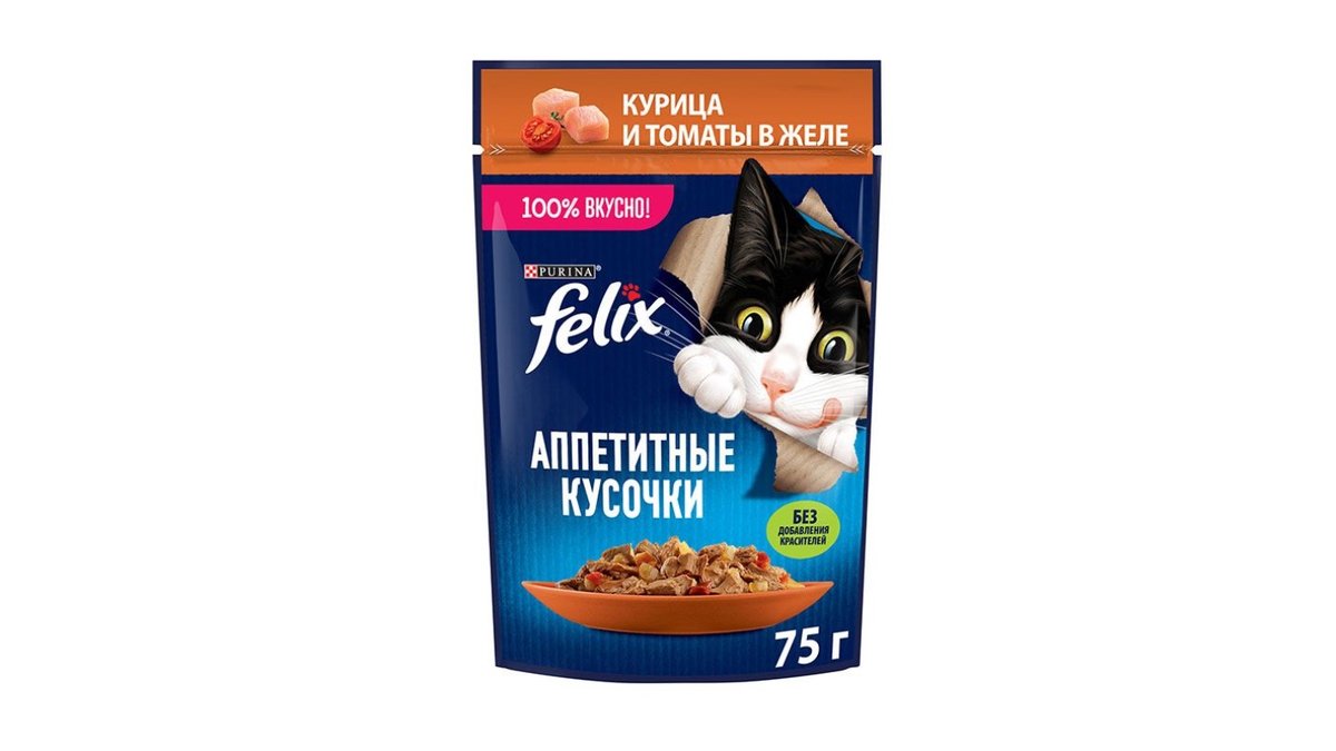 Корм для кошек Felix курица в томате 75 г желе