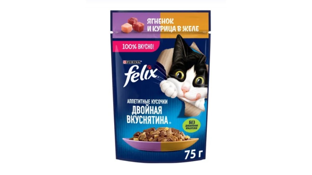 Корм для кошек Felix ягненок/курица 75 г желе