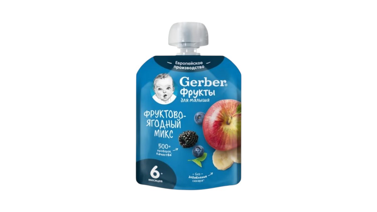 Пюре GERBER Фруктово ягодный микс 6 мес+ 90г м/у