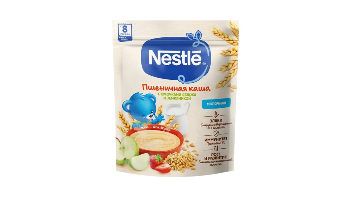 Каша Nestlé пшеничная молочная яблоко-земляника 200 г