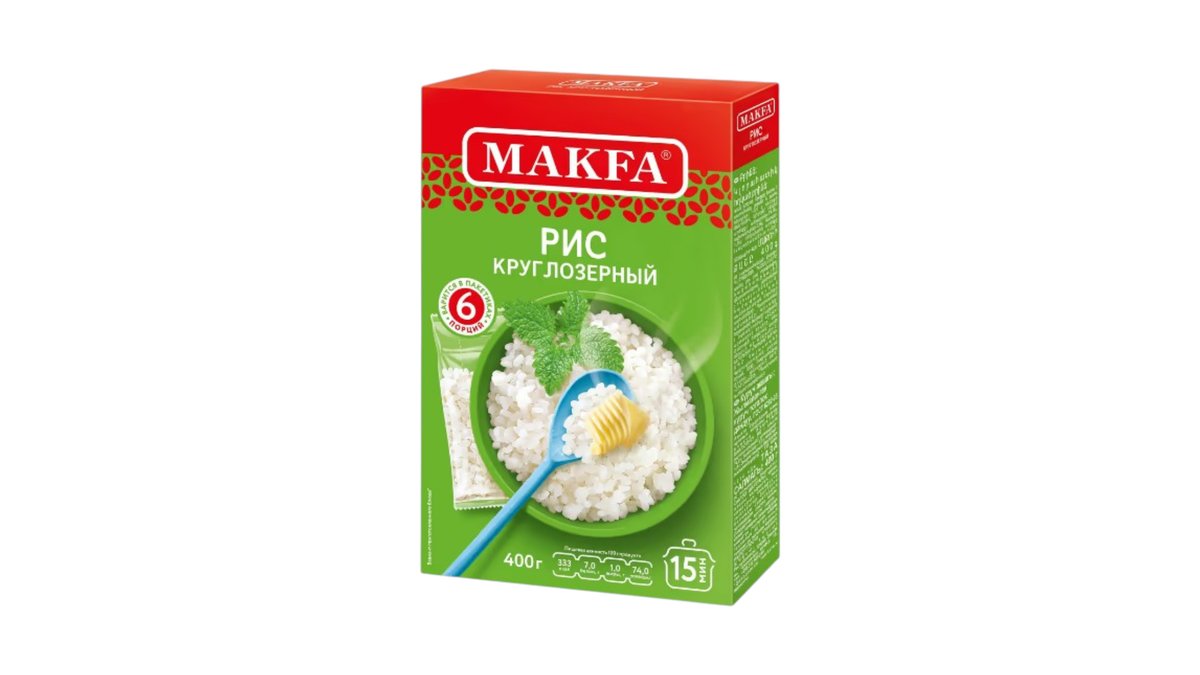 Рис MAKFA Шлифованный круглозерный 400г кор
