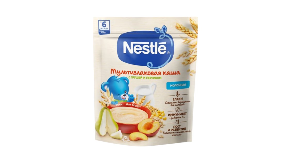 Каша детская Nestle Мультизлак груша персик мол 200г