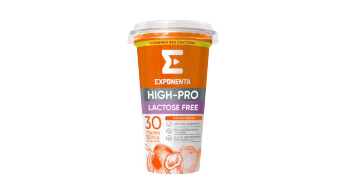 Напиток кисломолочный Exponenta High-Pro манго-кокос безлактозный 250 г