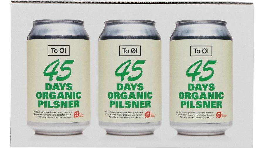 45 days pilsner 4,7% 6-pak øko. To Øl