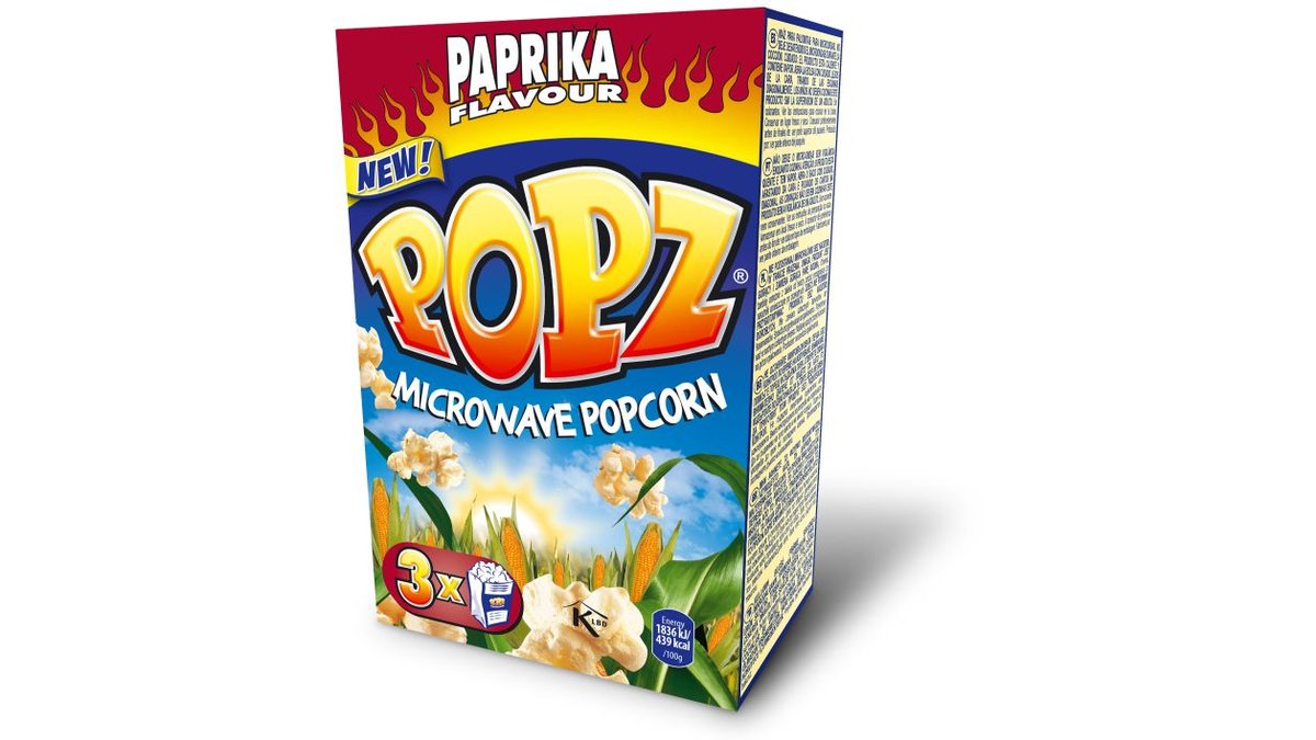 Mikrobølgepopcorn m. paprika 3-pak, Popz 255 g