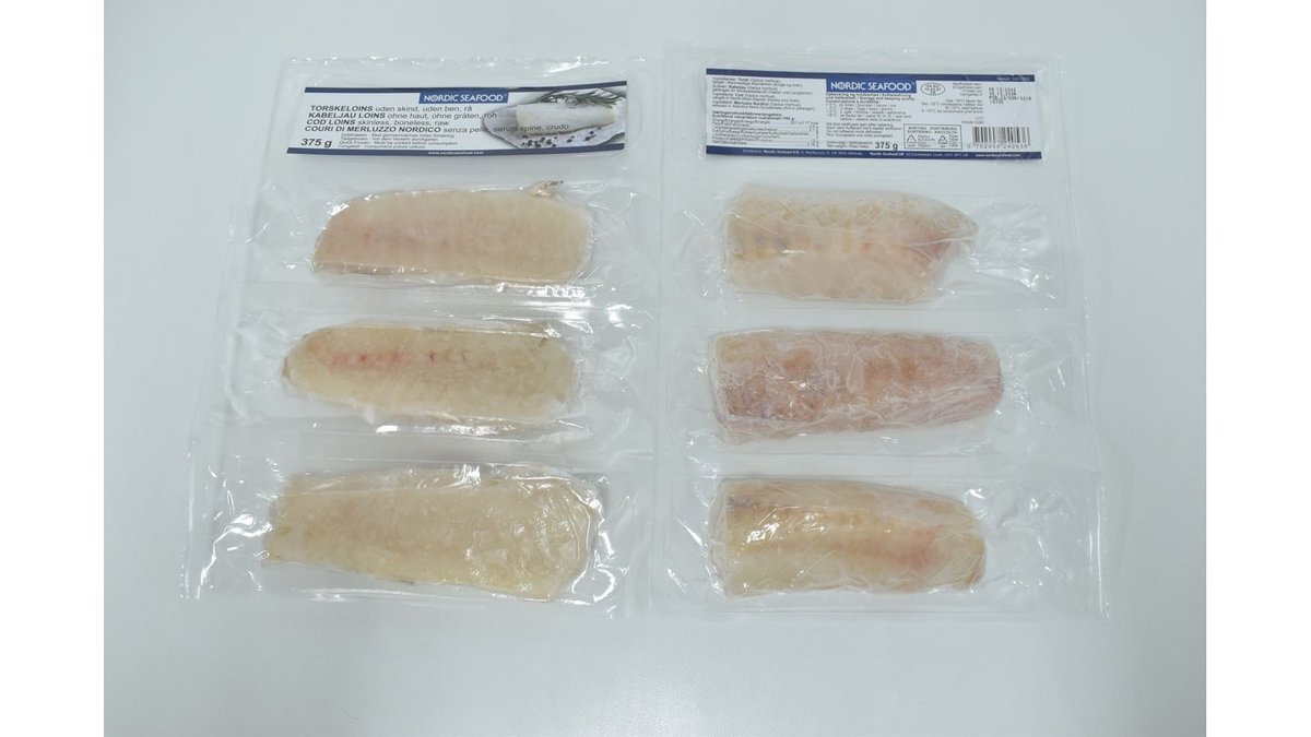 Torskeloins uden skind uden ben rå , NORDIC 10x375 g NW VAC 3x125 g 3750 g