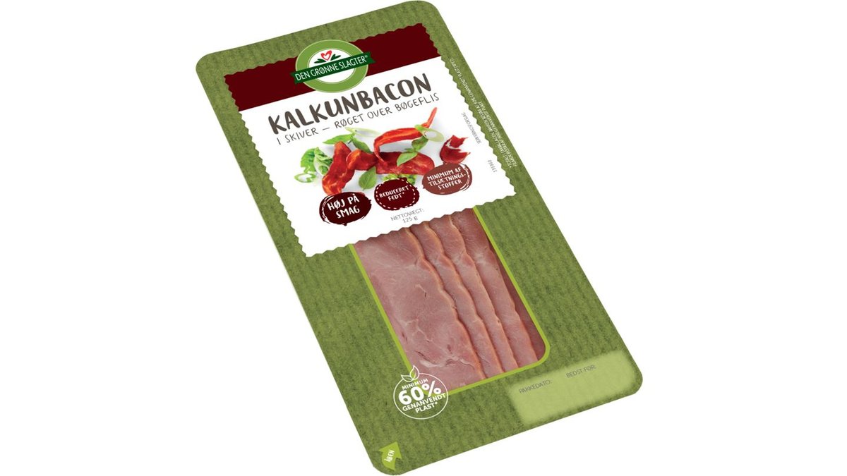 Kalkunbacon i skiver. Røget 125 g