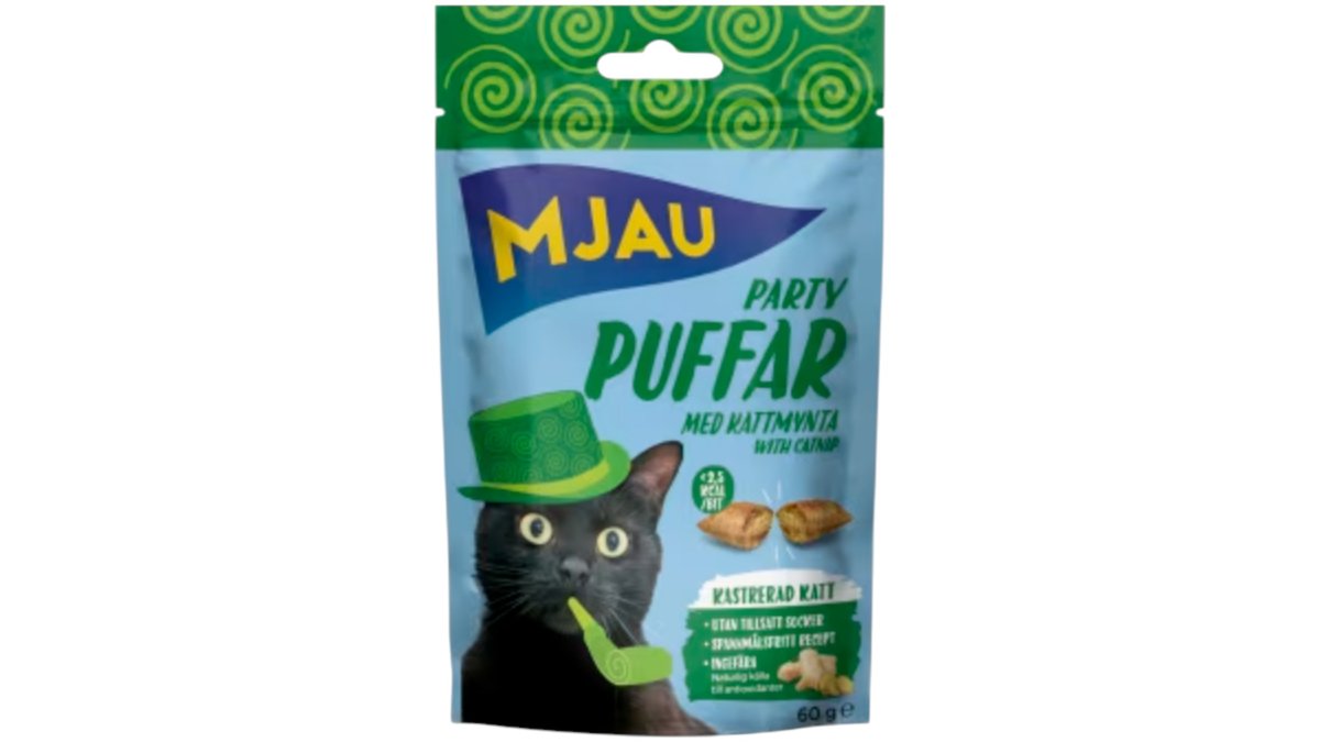 Mjau Kattgodis Kattmynta Partypuffar, 60 g