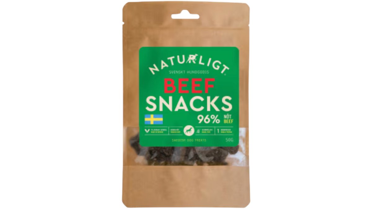 Naturligt Hundgodis Beef Snacks, 50 g
