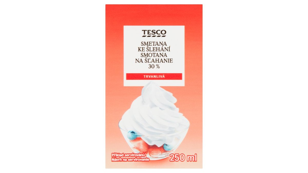 Tesco Trvanlivá smetana ke šlehání 30% 250ml