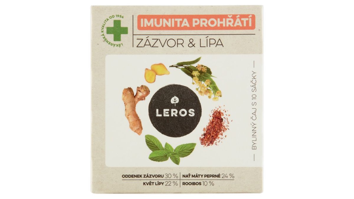 Leros Bylinný čaj Imunita prohřátí zázvor & lípa, 10 x 2 g