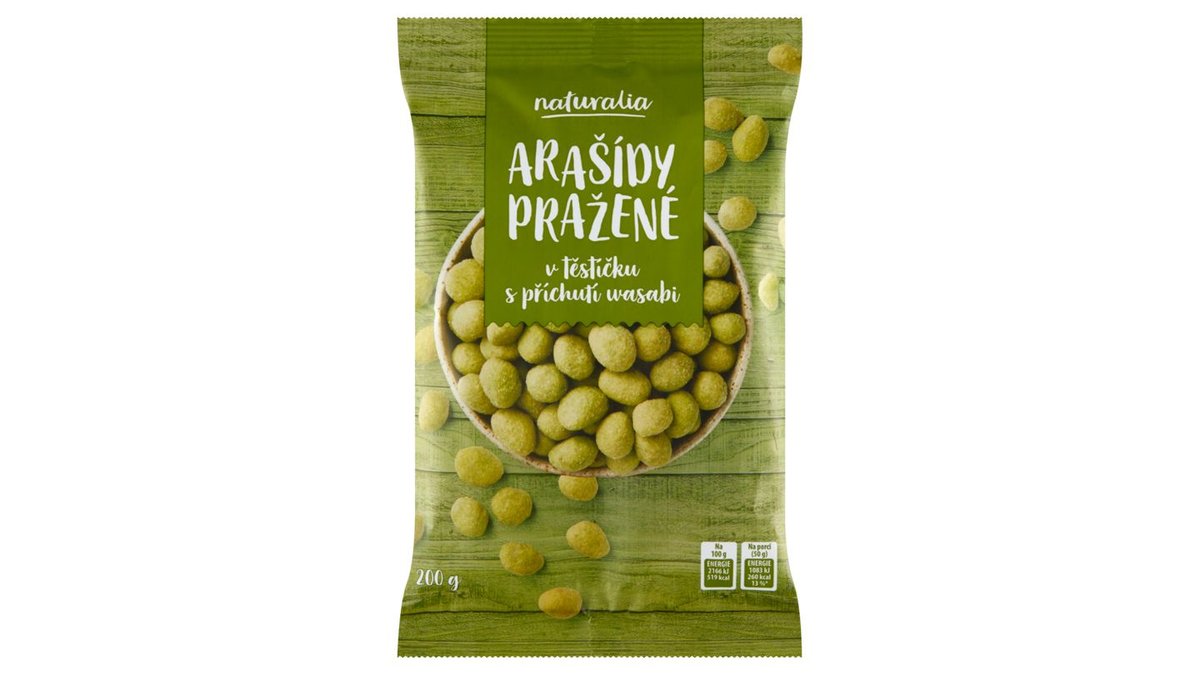 Naturalia Arašídy pražené v těstíčku s příchutí wasabi 200g