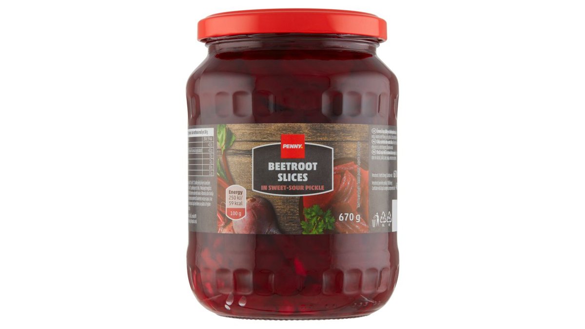 Penny Červená řepa plátky ve sladkokyselém nálevu 670g