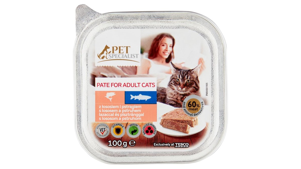 Tesco Pet Specialist S lososem a pstruhem 100g 