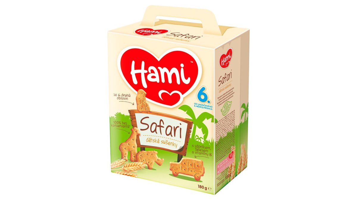 Hami Dětské sušenky Safari 6+, 180 g