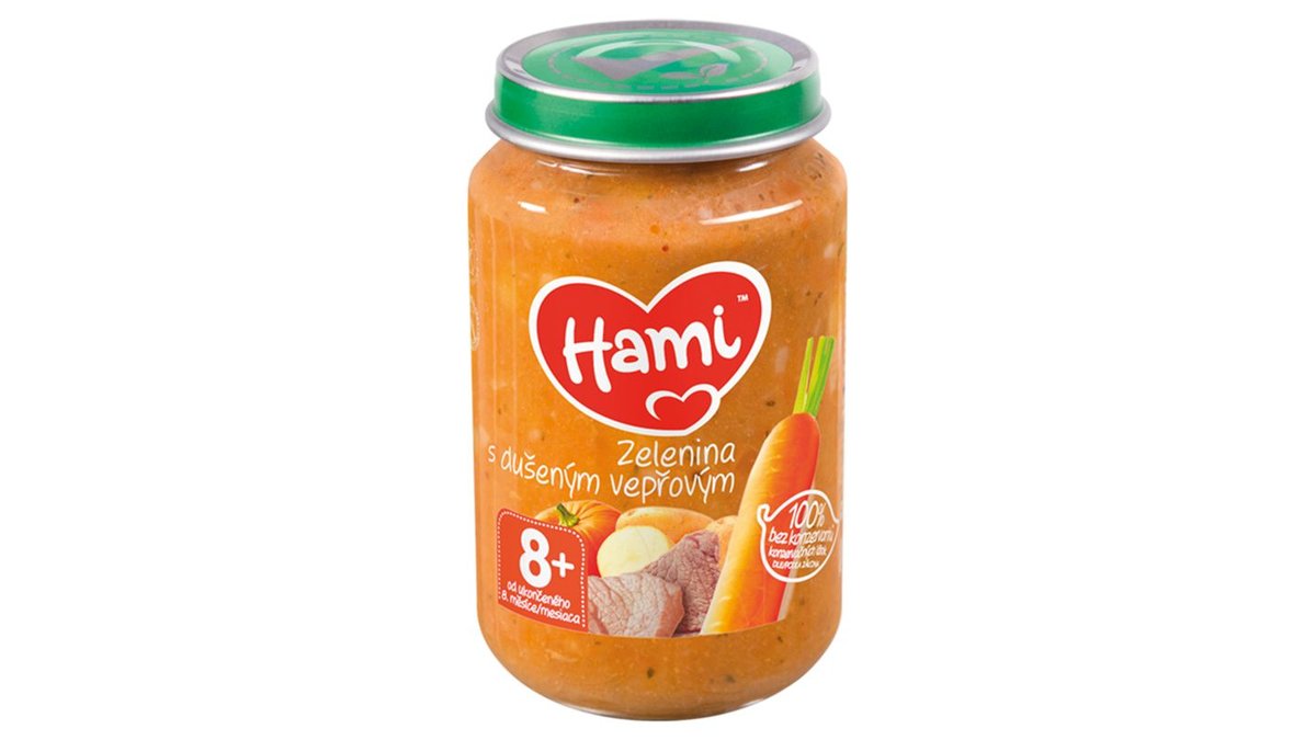 Hami Zelenina s dušeným vepřovým masozeleninový příkrm od ukončeného 8. měsíce 200g