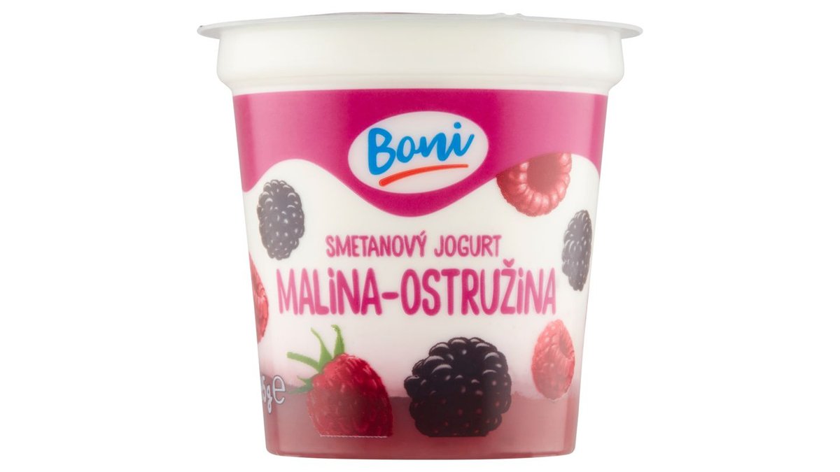 Boni Smetanový jogurt malina-ostružina 145g