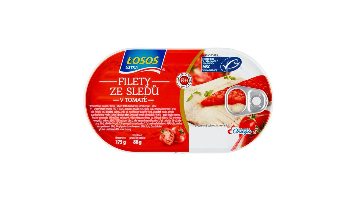 Łosoś Ustka Filety ze sleďů v tomatě 175g