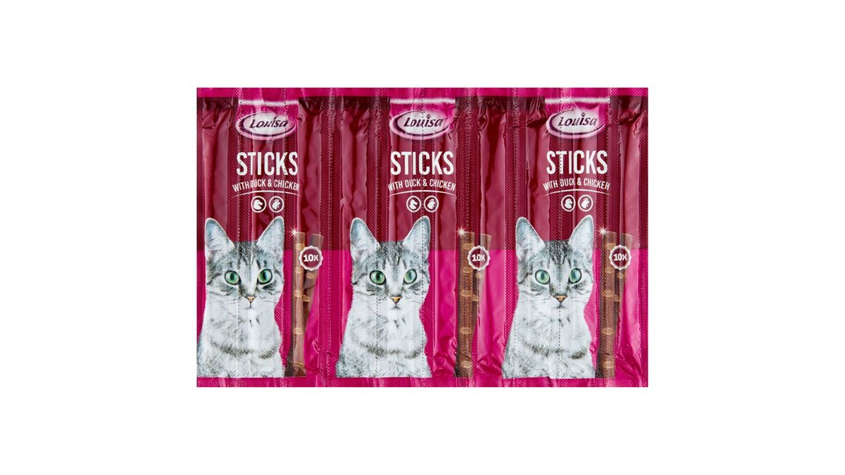 Louisa Měkké tyčinky pro kočky s kuřecím a kachním 10 x 5g (50g)