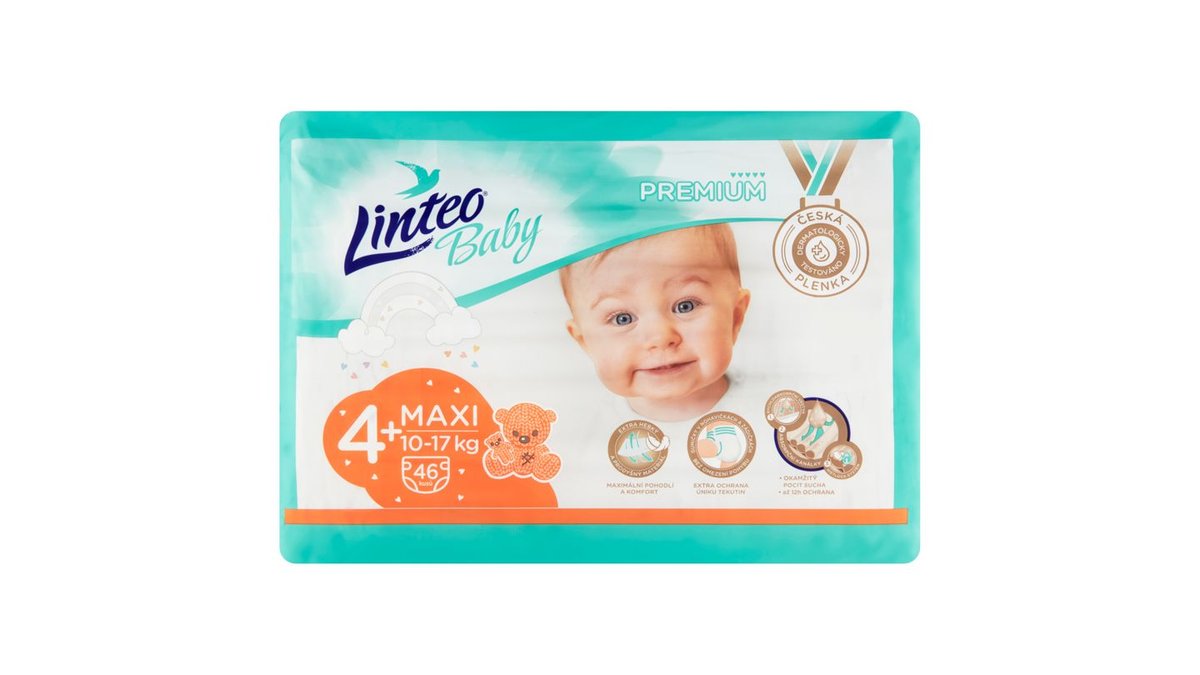 Linteo Baby Premium 4+ maxi 10-17kg 46 ks