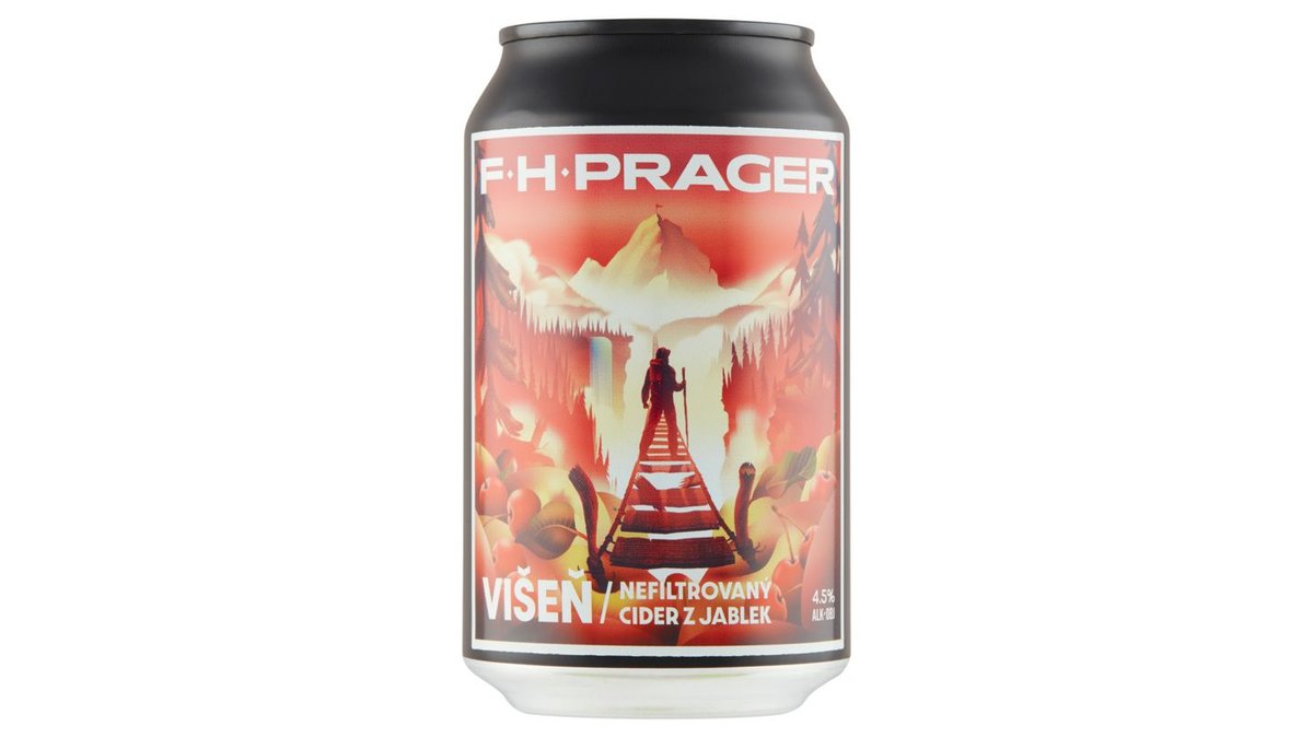 Prager's Cider polosuchý nefiltrovaný příchuť višeň 4,5%, 0,33 l