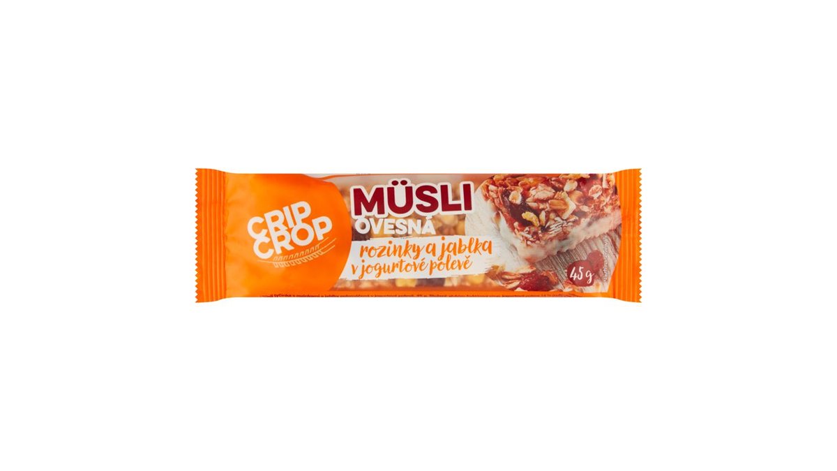 Crip Crop Müsli ovesná rozinky a jablka v jogurtové polevě 45g