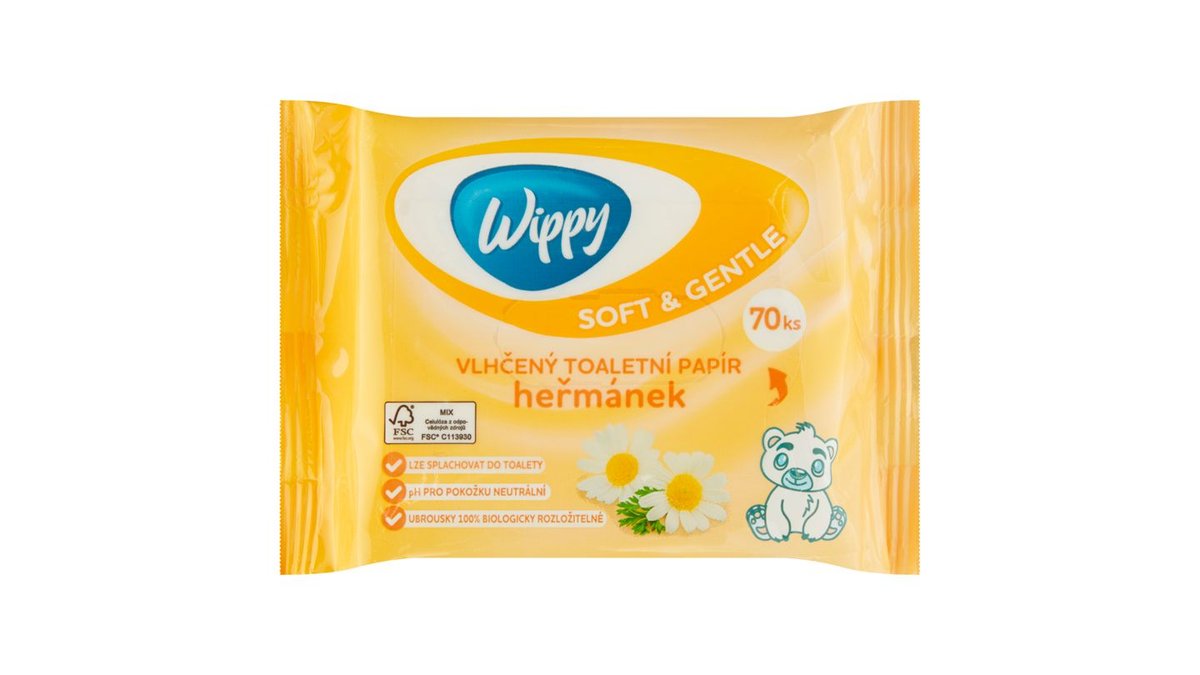 Wippy Soft & Gentle vlhčený toaletní papír heřmánek 70 ks