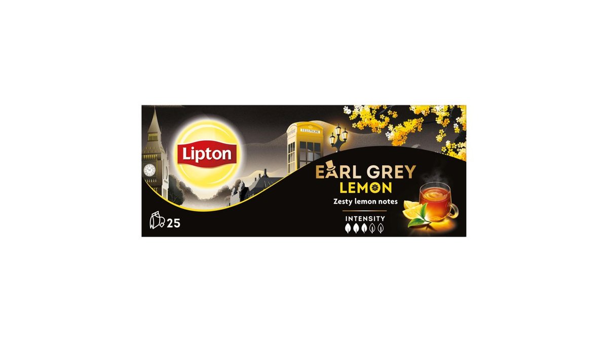 Lipton Earl Grey Lemon černý čaj aromatizovaný 25 sáčků 50g