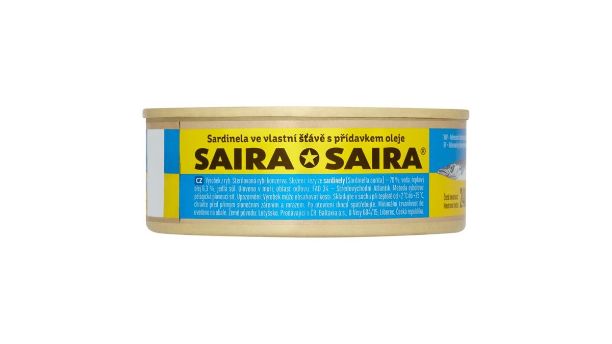 Sokra Saira Sardinela ve vlastní šťávě s přídavkem oleje 240g