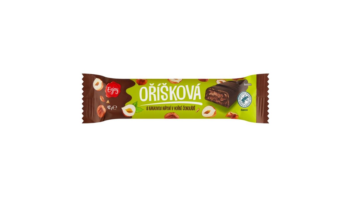 Enjoy Oříšková s kakaovou náplní v hořké čokoládě 42g