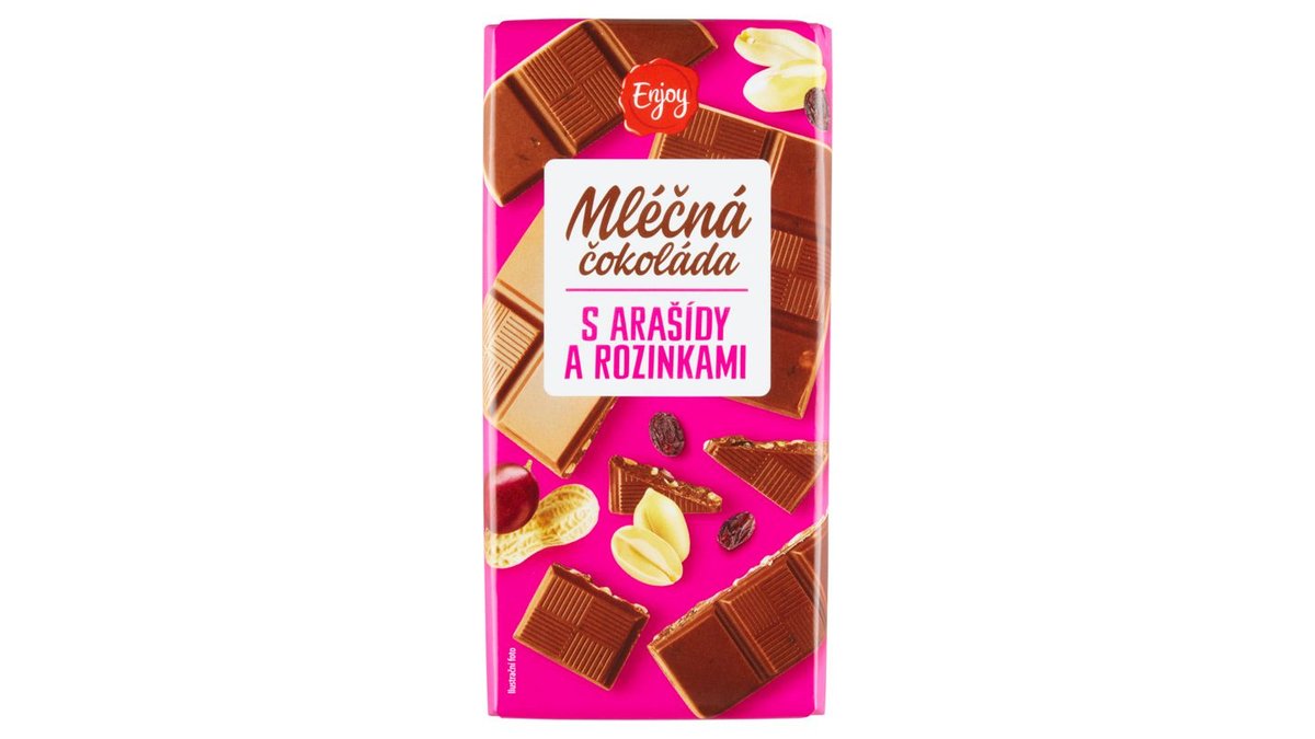 Enjoy Mléčná čokoláda s arašídy a rozinkami 100g
