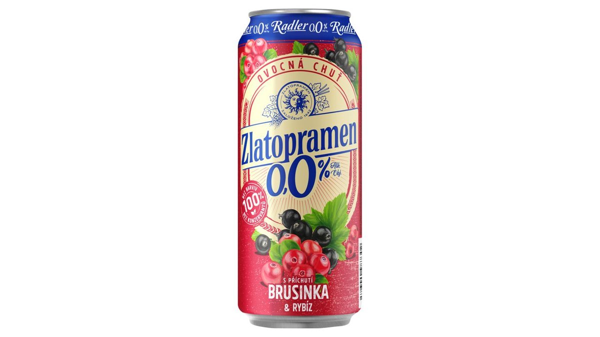 Zlatopramen Radler s příchutí brusinka & rybíz 0,5l